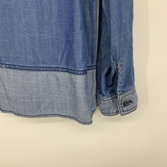 Michael Stars Top Blue Chambray Denim V Neck Long Sleeve - Picture 10 of 10